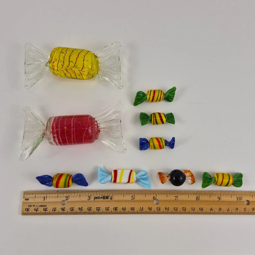 Sabana Group Murano Style Art Glass Candy Figurines Set of 9 Multi Color Decor